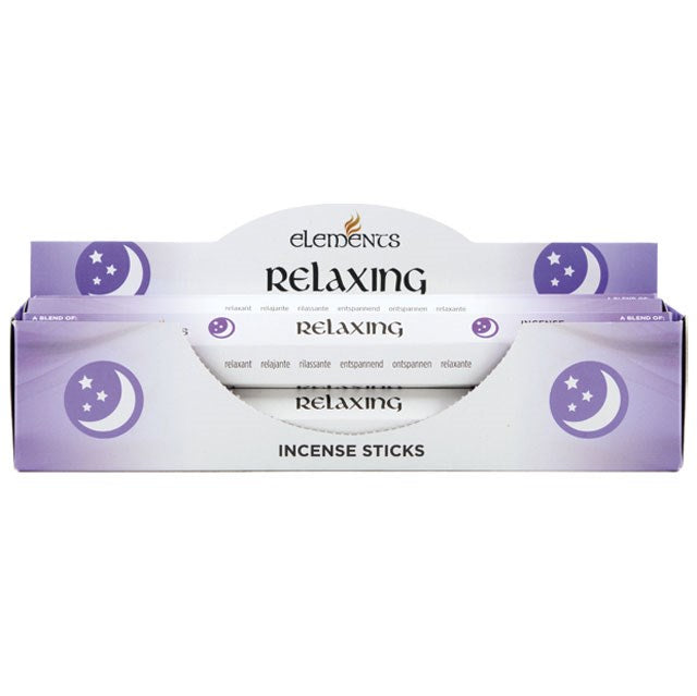 Elements ‘Relaxing’ Incense Sticks – Box of 6 Packs (Cardamom, Cedarwood & Patchouli)