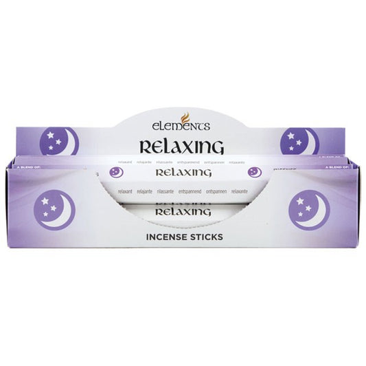 Elements ‘Relaxing’ Incense Sticks – Box of 6 Packs (Cardamom, Cedarwood & Patchouli)