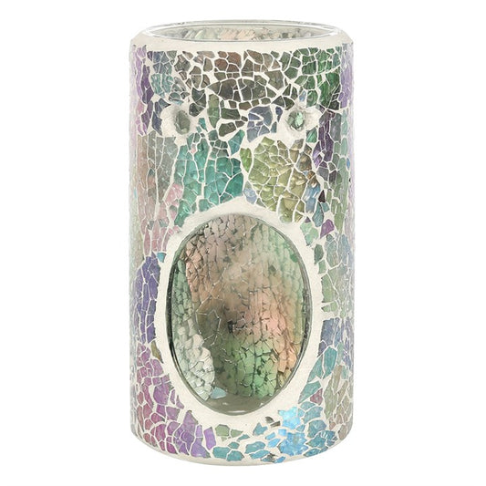 Light Blue Iridescent Crackle Oil Burner – Elegant Wax & Fragrance Diffuser for Calm & Clarity
