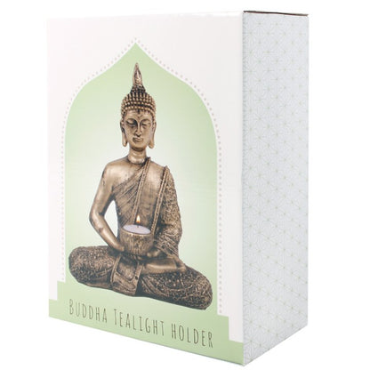 Rustic Thai-Inspired Tea Light Holder – Resin Candle Holder with Buddha Design