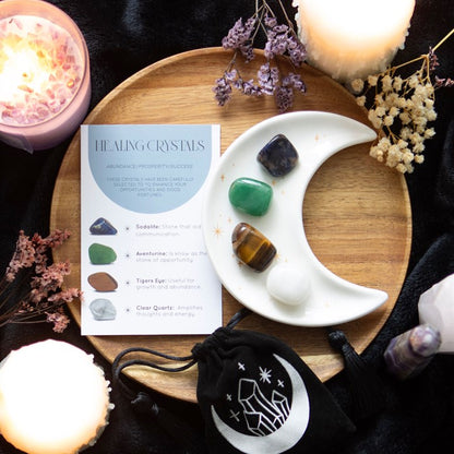 Prosperity & Success Crystal Set – Sodalite, Aventurine, Tiger’s Eye & Clear Quartz