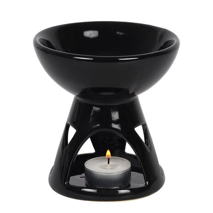 Black Ceramic Oil Burner – Modern Wax & Fragrance Diffuser with Minimalist Design