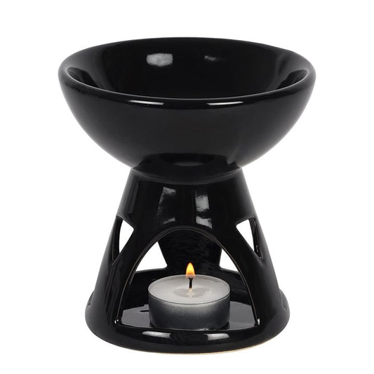 Black Ceramic Oil Burner – Modern Wax & Fragrance Diffuser with Minimalist Design