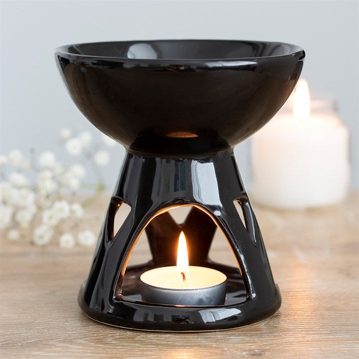Black Ceramic Oil Burner – Modern Wax & Fragrance Diffuser with Minimalist Design