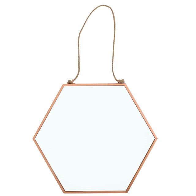 Hexagon Wooden Hanging Mirror – Sacred Geometry Wall Art & Natural Home Décor