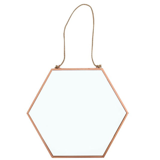 Hexagon Wooden Hanging Mirror – Sacred Geometry Wall Art & Natural Home Décor
