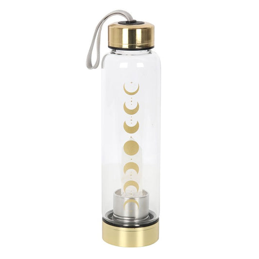 Moon Phases Clear Quartz Crystal Glass Water Bottle – Infused Hydration