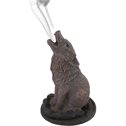 Lisa Parker Wolf Incense Cone Burner – Mystical Howling Wolf Design