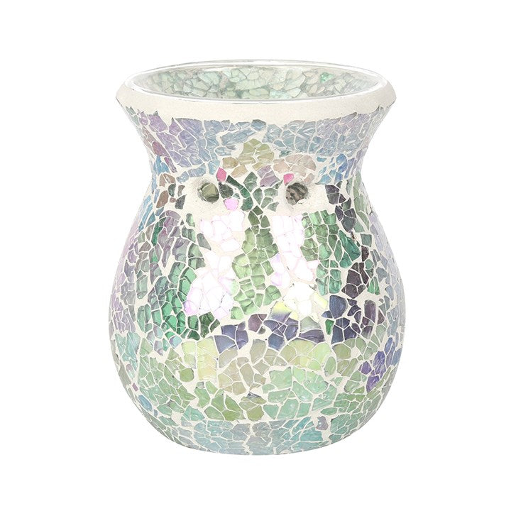 Small Light Blue Iridescent Crackle Oil Burner – Tranquil Wax & Fragrance Diffuser for Calm & Healing
