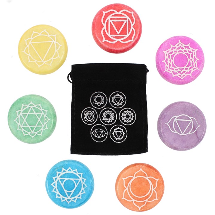 Set of 42 Chakra Meditation Stones in Wooden Box – Yoga, Reiki & Spiritual Healing Gift
