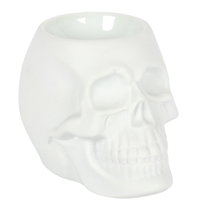 White Skull Oil Burner – Matt Ceramic Aroma Burner for Gothic & Alternative Home Décor