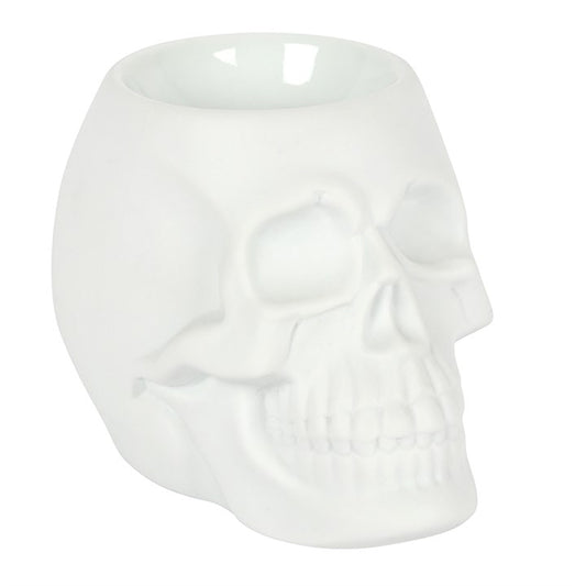 White Skull Oil Burner – Matt Ceramic Aroma Burner for Gothic & Alternative Home Décor