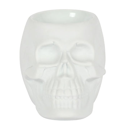 White Skull Oil Burner – Matt Ceramic Aroma Burner for Gothic & Alternative Home Décor