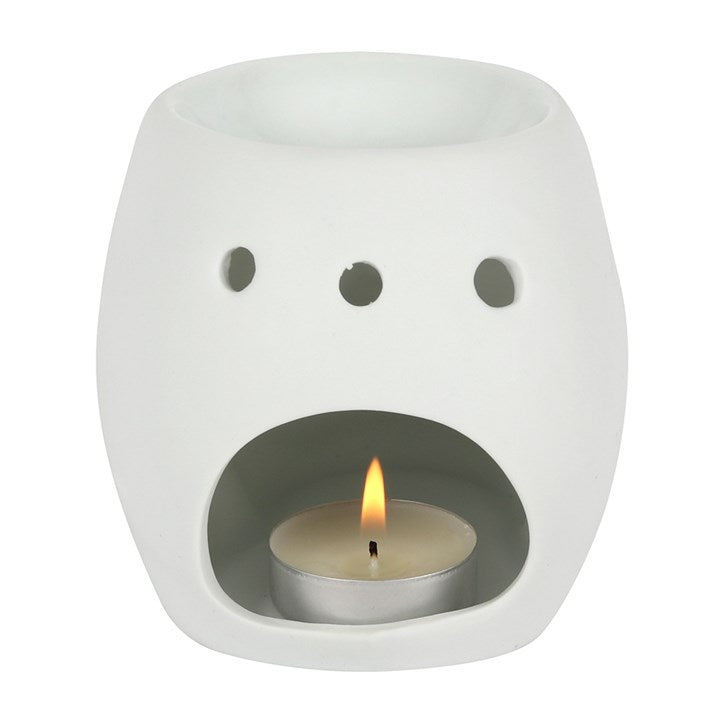 White Skull Oil Burner – Matt Ceramic Aroma Burner for Gothic & Alternative Home Décor