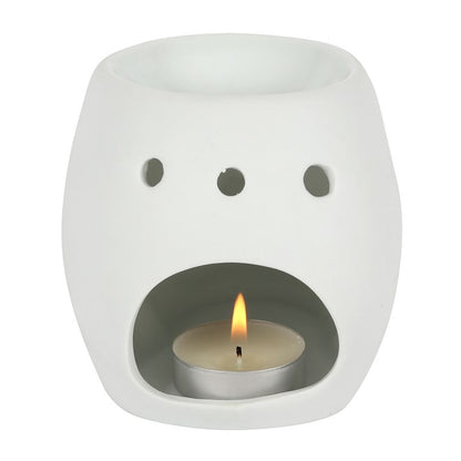 White Skull Oil Burner – Matt Ceramic Aroma Burner for Gothic & Alternative Home Décor