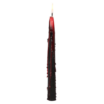 Set of 4 Vampire Tears Candles – Black Drip Red Gothic Halloween Taper Candles