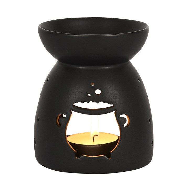 Black Cauldron Oil Burner – Matte Ceramic Aroma & Wax Melt Burner for Ritual & Gothic Décor