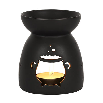 Black Cauldron Oil Burner – Matte Ceramic Aroma & Wax Melt Burner for Ritual & Gothic Décor