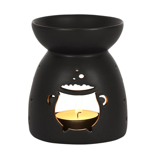 Black Cauldron Oil Burner – Matte Ceramic Aroma & Wax Melt Burner for Ritual & Gothic Décor