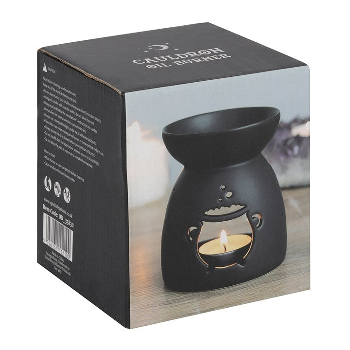 Black Cauldron Oil Burner – Matte Ceramic Aroma & Wax Melt Burner for Ritual & Gothic Décor
