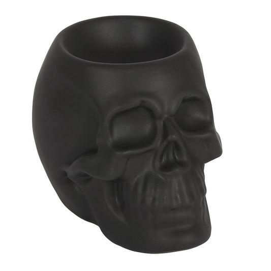 Black Skull Oil Burner – Matt Ceramic Aroma & Wax Melt Burner for Gothic Home Décor