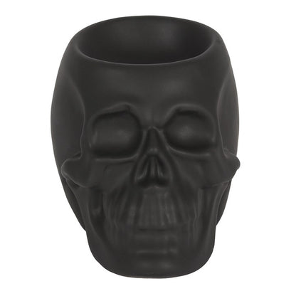 Black Skull Oil Burner – Matt Ceramic Aroma & Wax Melt Burner for Gothic Home Décor