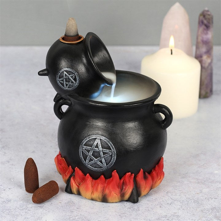 Pouring Cauldrons Backflow Incense Burner – Pentagram Ritual Smoke Fountain