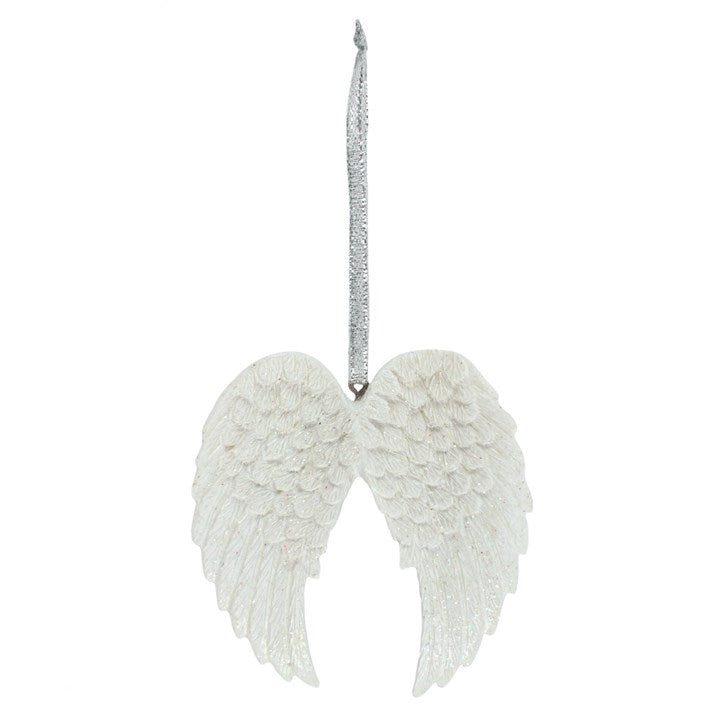 White Double Angel Wing Hanging Decoration – For Protection, Love & Angelic Blessings
