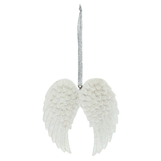 White Double Angel Wing Hanging Decoration – For Protection, Love & Angelic Blessings
