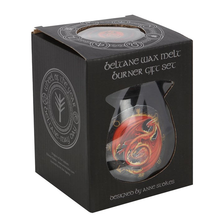 Anne Stokes Beltane Dragon Oil Burner & Musk Wax Melt Gift Set – Dragons of the Sabbat