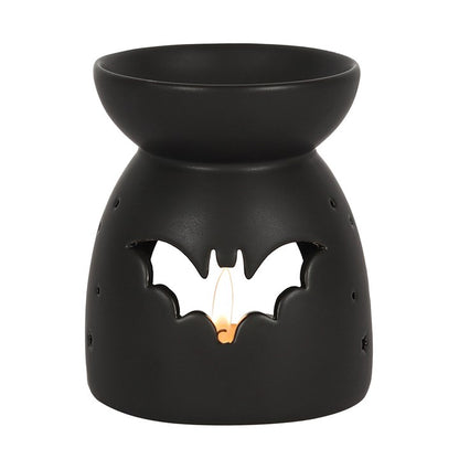 Black Bat Oil Burner – Matte Ceramic Aroma & Wax Melt Burner for Gothic & Ritual Décor