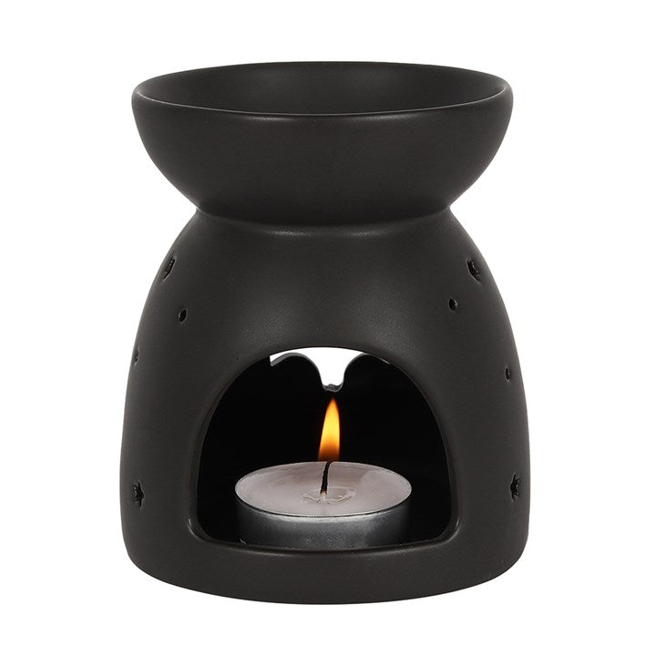 Black Bat Oil Burner – Matte Ceramic Aroma & Wax Melt Burner for Gothic & Ritual Décor