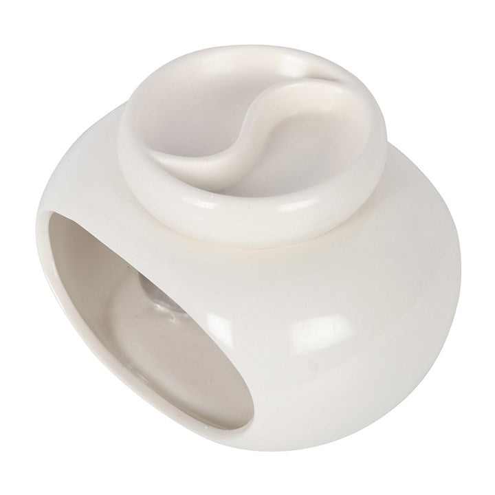 Double Oil Burner – Off-White Ceramic Aroma & Wax Melt Burner for Blending Scents