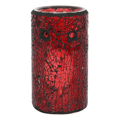 Red Crackle Pillar Oil Burner – Luxury Ceramic Wax & Fragrance Diffuser for Passion, Energy & Root Chakra Grounding