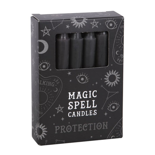 Set of 12 Black Protection Spell Candles – Ritual Candles for Banishing & Spiritual Safety