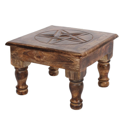 Pentagram Altar Table – Handcrafted Mangowood Ritual Surface for Sacred Practice