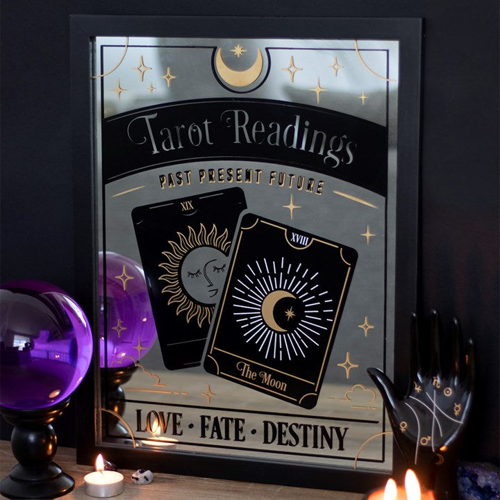 Tarot Readings Mirrored Wall Hanging – Mystical Celestial Gold Foil Décor