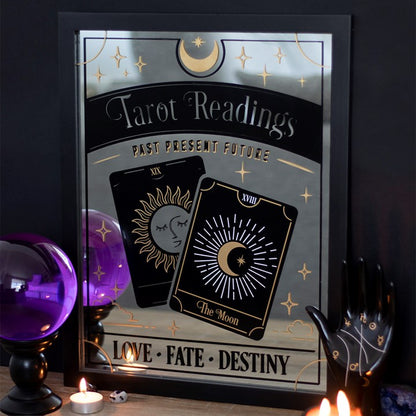 Tarot Readings Mirrored Wall Hanging – Mystical Celestial Gold Foil Décor