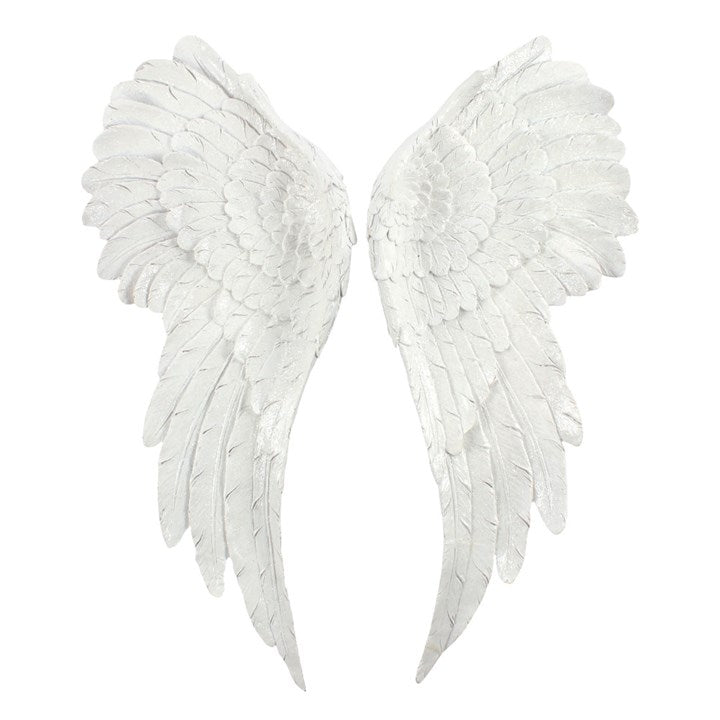 Large White Glittered Angel Wings Wall Décor – For Protection, Guidance & Serenity