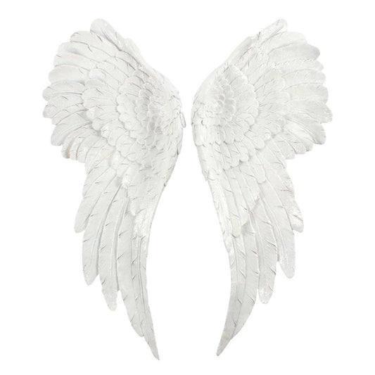 Large White Glittered Angel Wings Wall Décor – For Protection, Guidance & Serenity