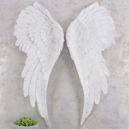 Large White Glittered Angel Wings Wall Décor – For Protection, Guidance & Serenity