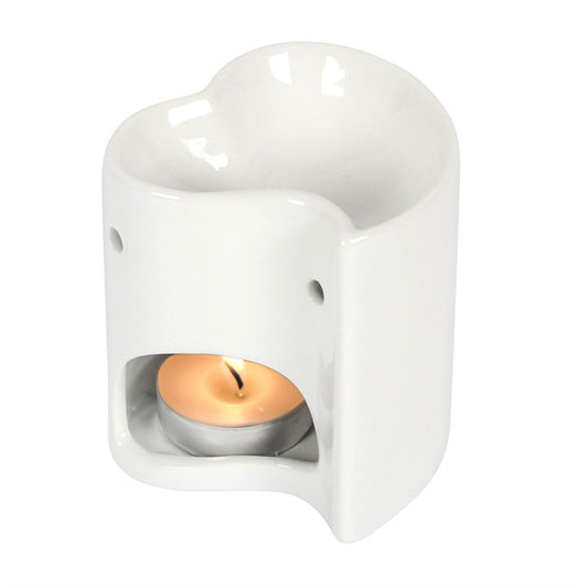 White Heart Oil Burner – Ceramic Aroma & Wax Melt Burner for Love & Harmony