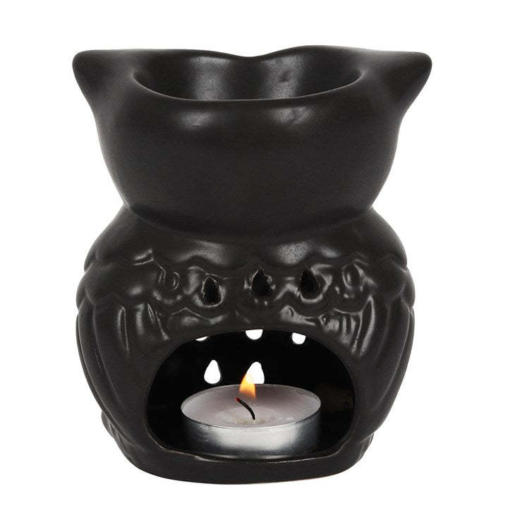 Black Owl Oil Burner – Ceramic Wax Melt & Fragrance Oil Burner for Intuition & Protection