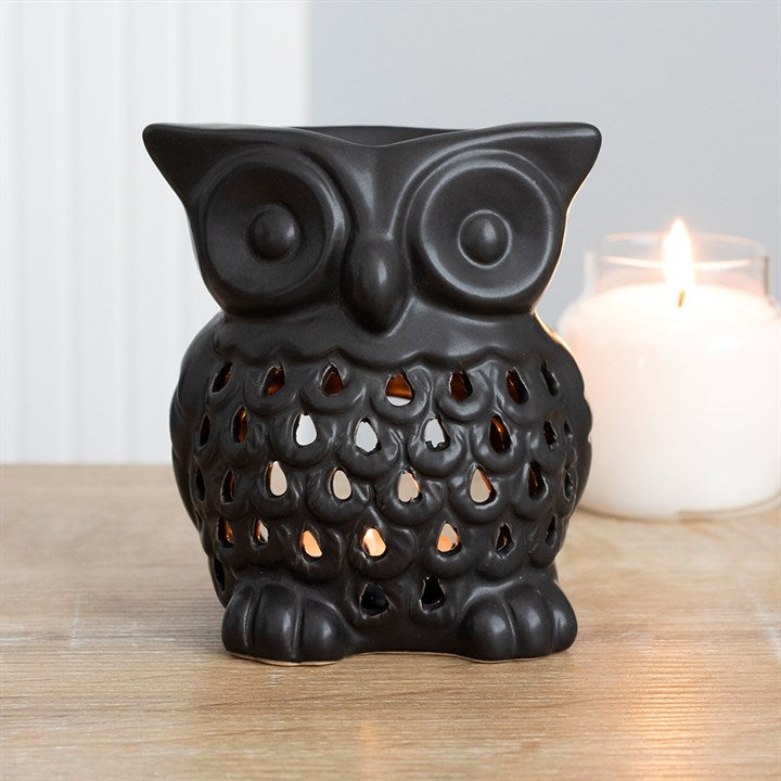 Black Owl Oil Burner – Ceramic Wax Melt & Fragrance Oil Burner for Intuition & Protection