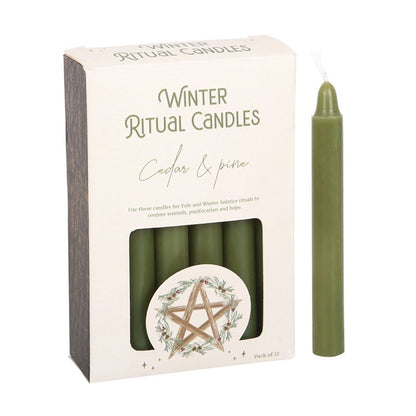 Cedar & Pine Winter Ritual Candles – Set of 12 Yule & Solstice Spell Candles