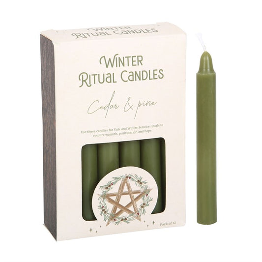 Cedar & Pine Winter Ritual Candles – Set of 12 Yule & Solstice Spell Candles