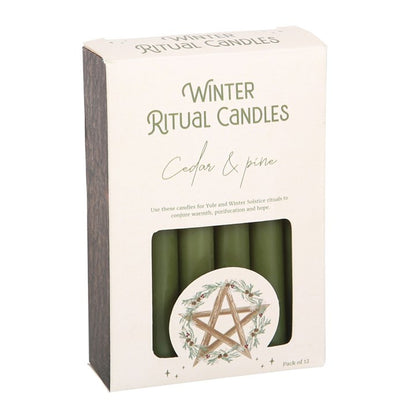 Cedar & Pine Winter Ritual Candles – Set of 12 Yule & Solstice Spell Candles