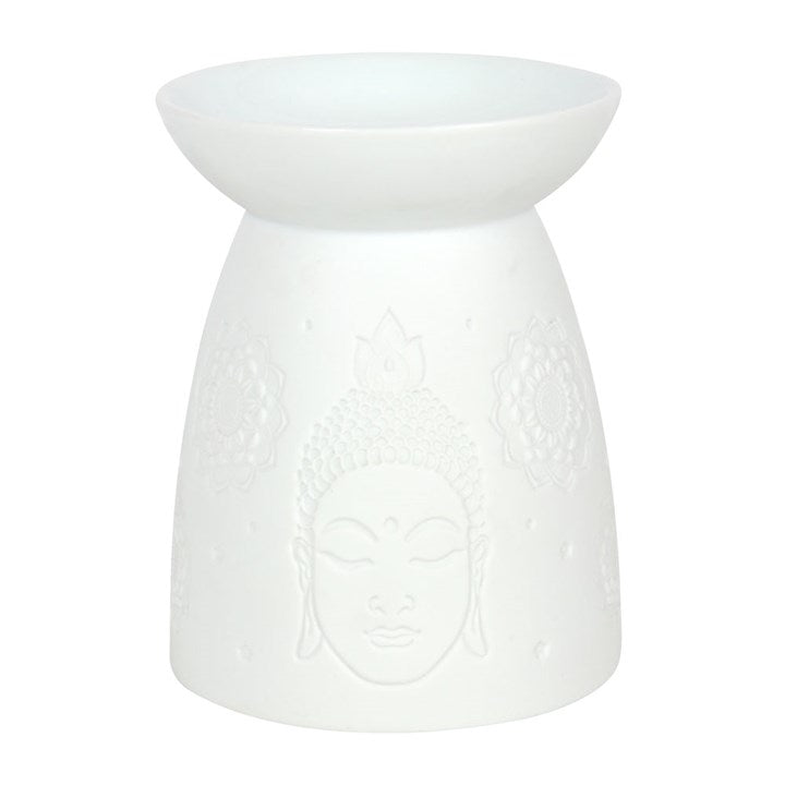 White Buddha Oil Burner – Luxury Matte Ceramic Wax & Fragrance Diffuser for Mindfulness & Spiritual Awakening
