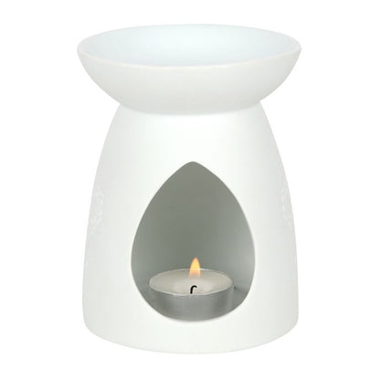 White Buddha Oil Burner – Luxury Matte Ceramic Wax & Fragrance Diffuser for Mindfulness & Spiritual Awakening