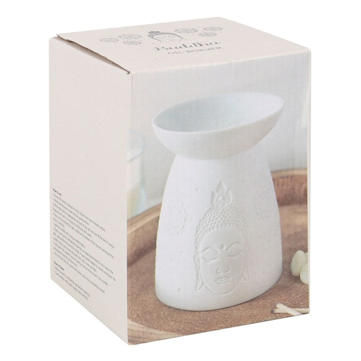 White Buddha Oil Burner – Luxury Matte Ceramic Wax & Fragrance Diffuser for Mindfulness & Spiritual Awakening